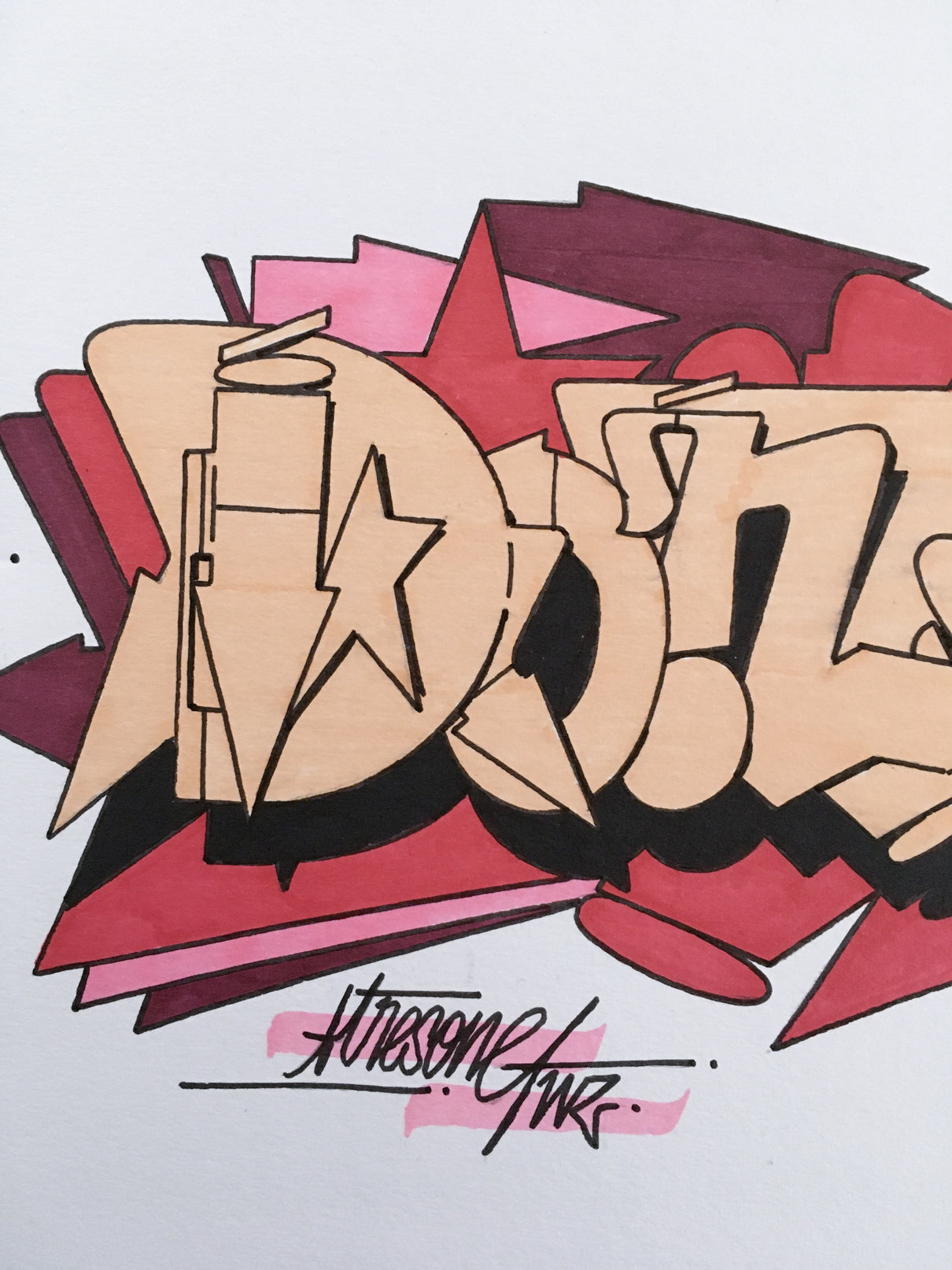 Dontee-coral-red-original-drawing-particolare-D