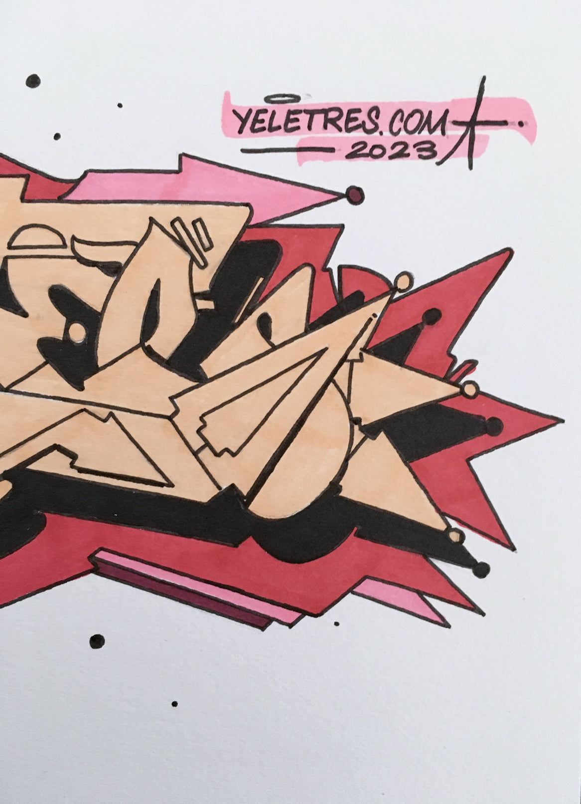 Sketch Dontee coral red - Graffiti: Drawing - 21 X 29.7