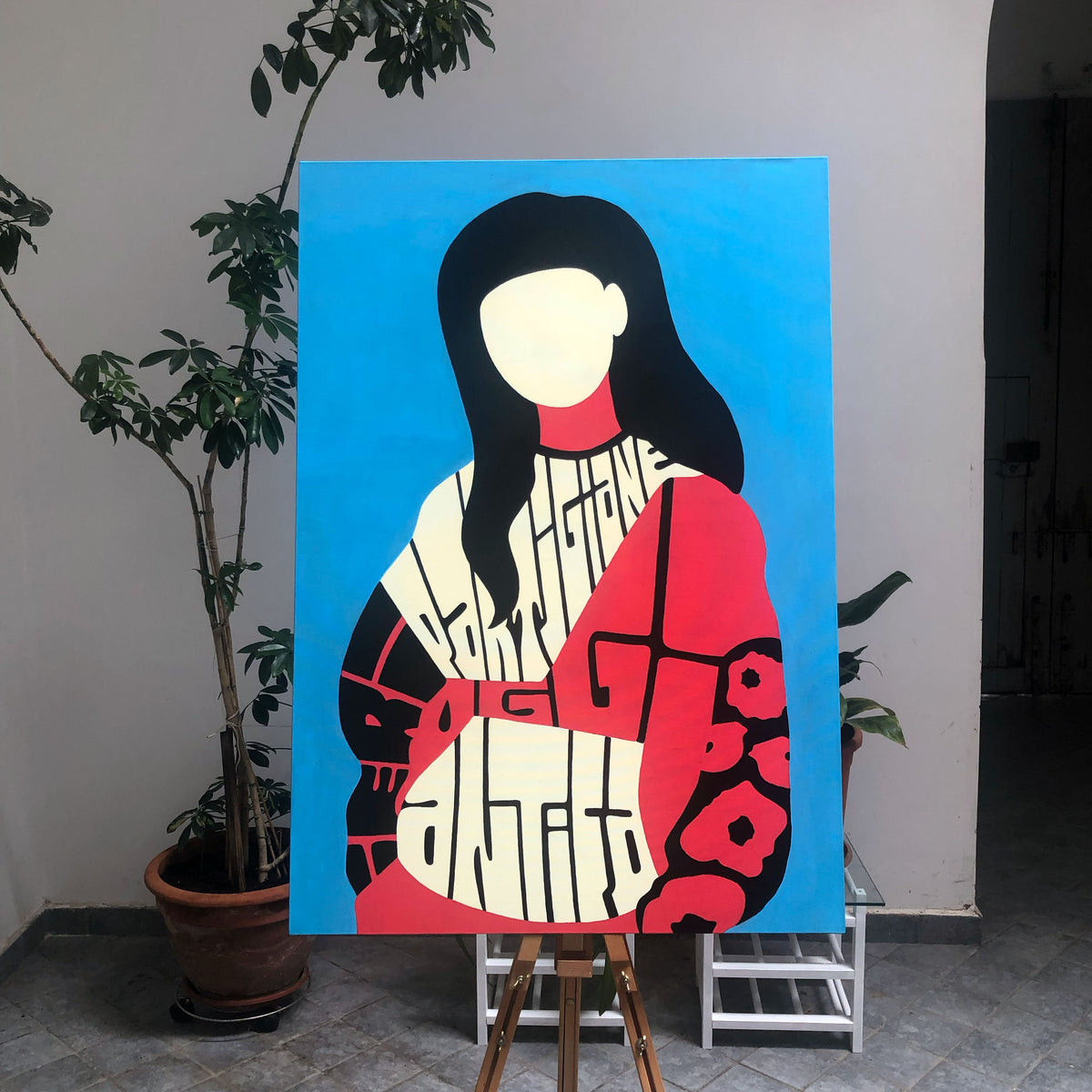 Yesterday partisans Today antifa - Canvas with acrylic markers - 70x100