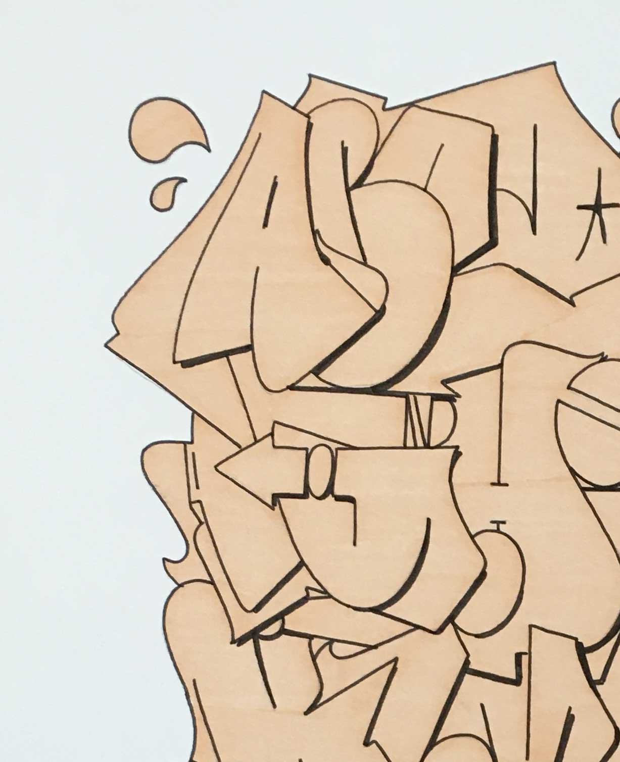 Quadro-Street-Art-Graffiti-Disegno-Soft-Alphabet-particolare