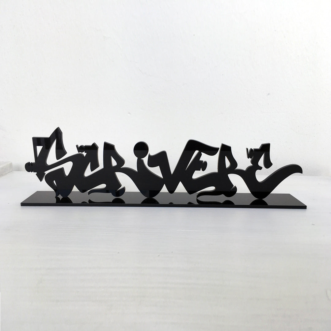 SCRIVERE: Artistic print on shaped Plexiglas - Graffiti lettering - 29x8x0.3